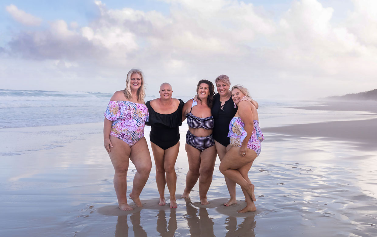 Colourful girls at the beach